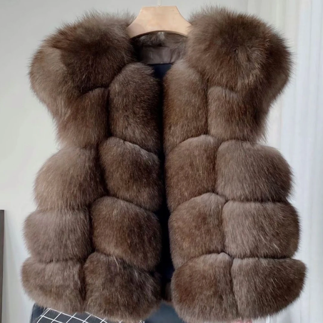 2025秋冬新款ins风韩系狐狸毛真毛整皮小飞袖显瘦马甲