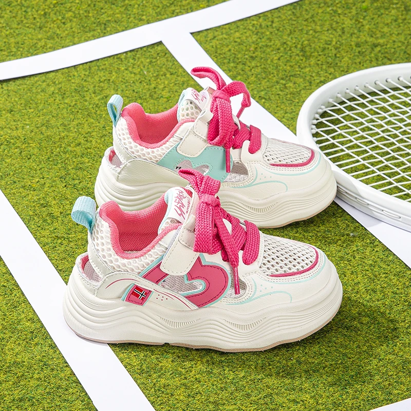 夏新款网面透气女童半凉鞋休闲板鞋2025镂空儿童运动凉鞋轻便包头