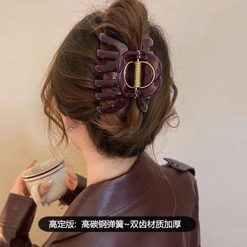 安可拉红南瓜抓夹大号发量多鲨鱼夹2025年新款级感后脑勺盘发发夹