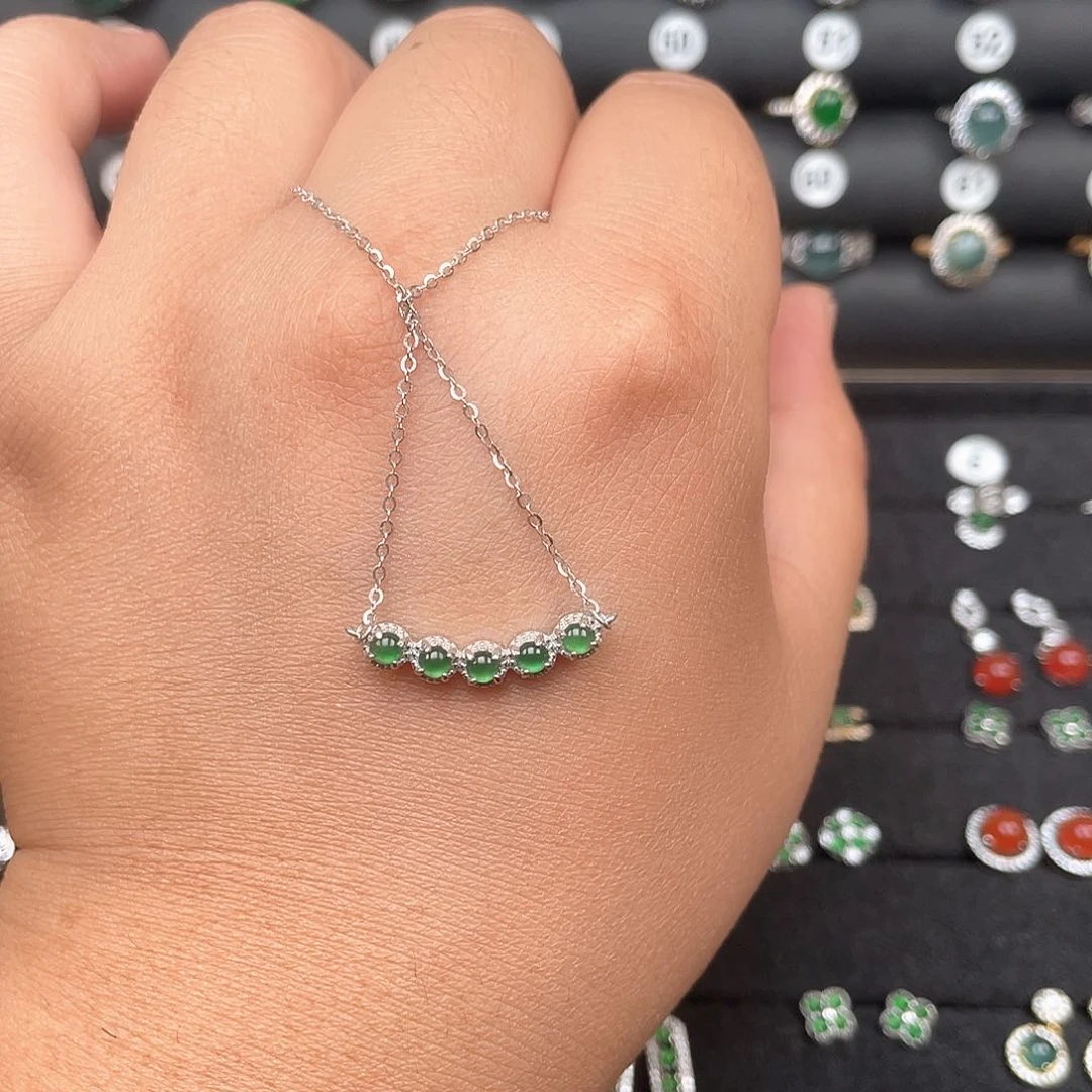 翡翠银S925镶嵌耳饰Ooooooo