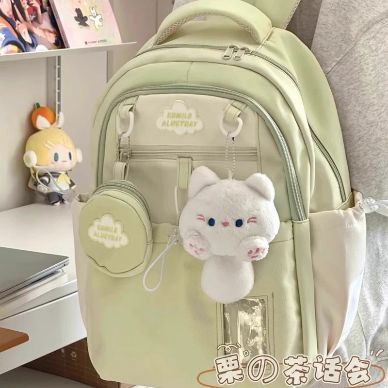 高颜值绿色书包初中女生小学生轻便百搭双肩包可爱少女上课背包女