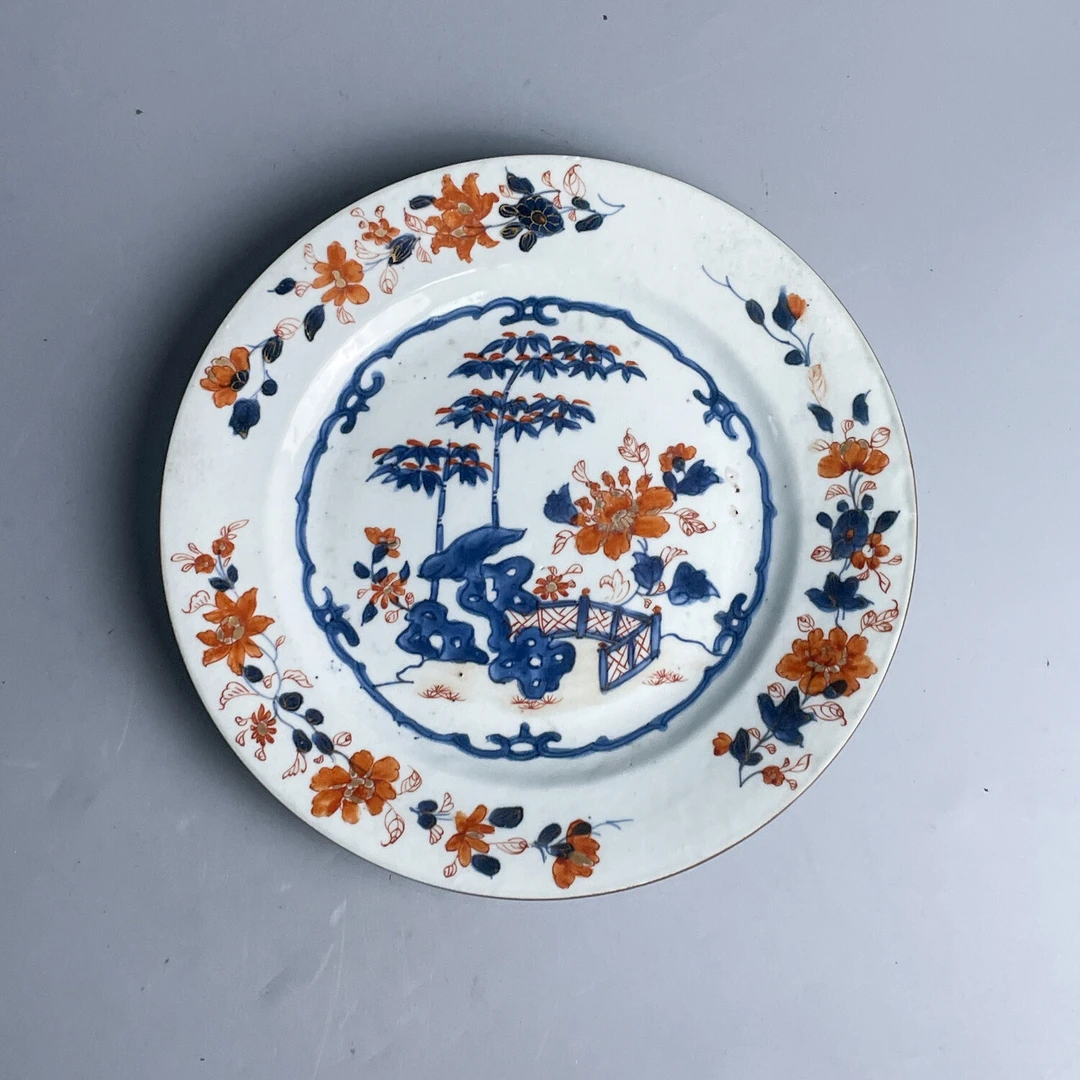 清康熙 青花矾红描金盘4-M25E5003A58-01