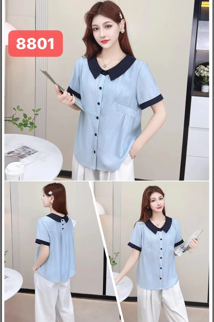 薄款时尚衬衫女2025年夏季新款宽松大码小个子洋气减龄短袖上衣潮