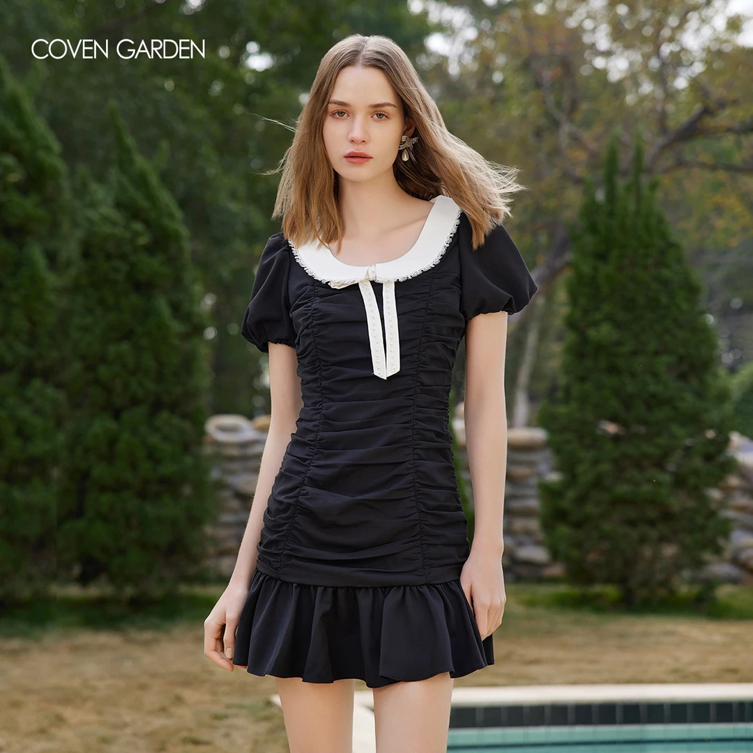 哥文花园 法式堆褶娃娃领修身连衣裙 CLC2081288 COVEN GARDEN