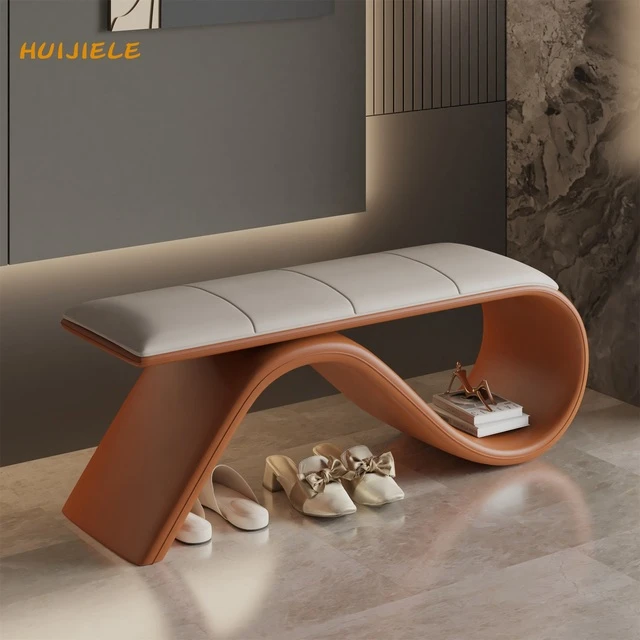 极简换鞋凳轻奢简约高级门口设计师艺术穿鞋凳入户长凳商场休息凳