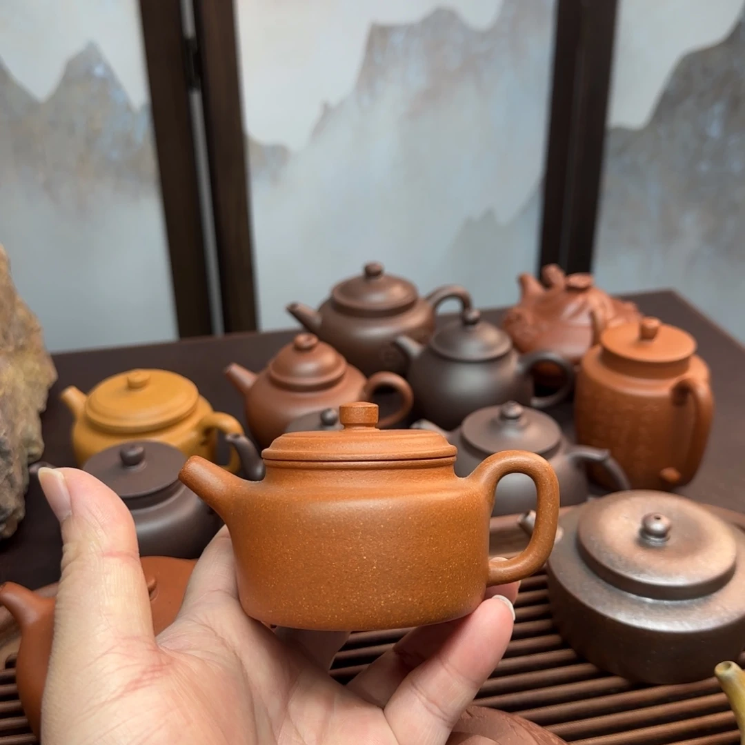 紫砂茶壶红黄泥小德钟 三处微瑕