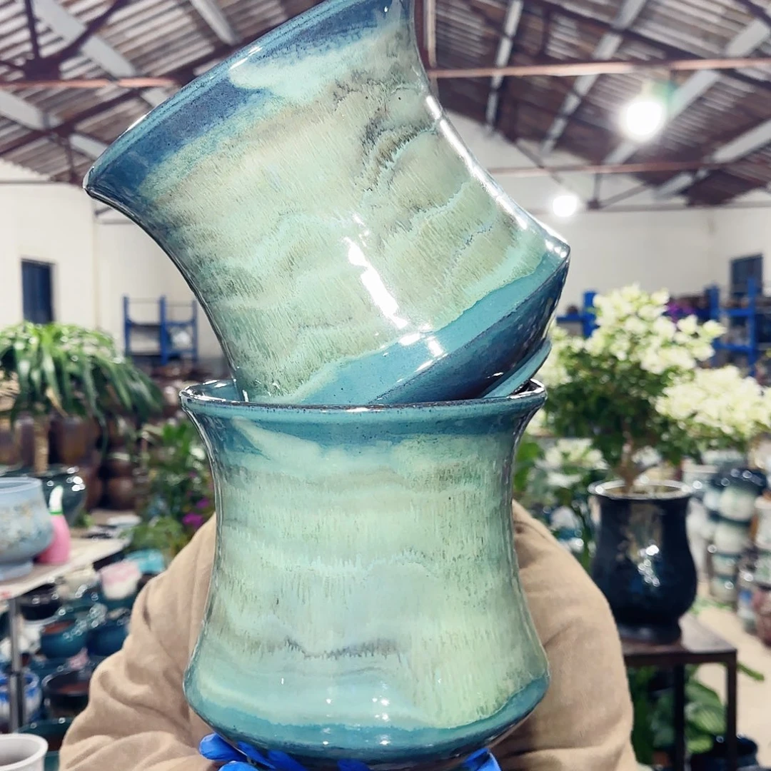 紫砂花盆高21口20