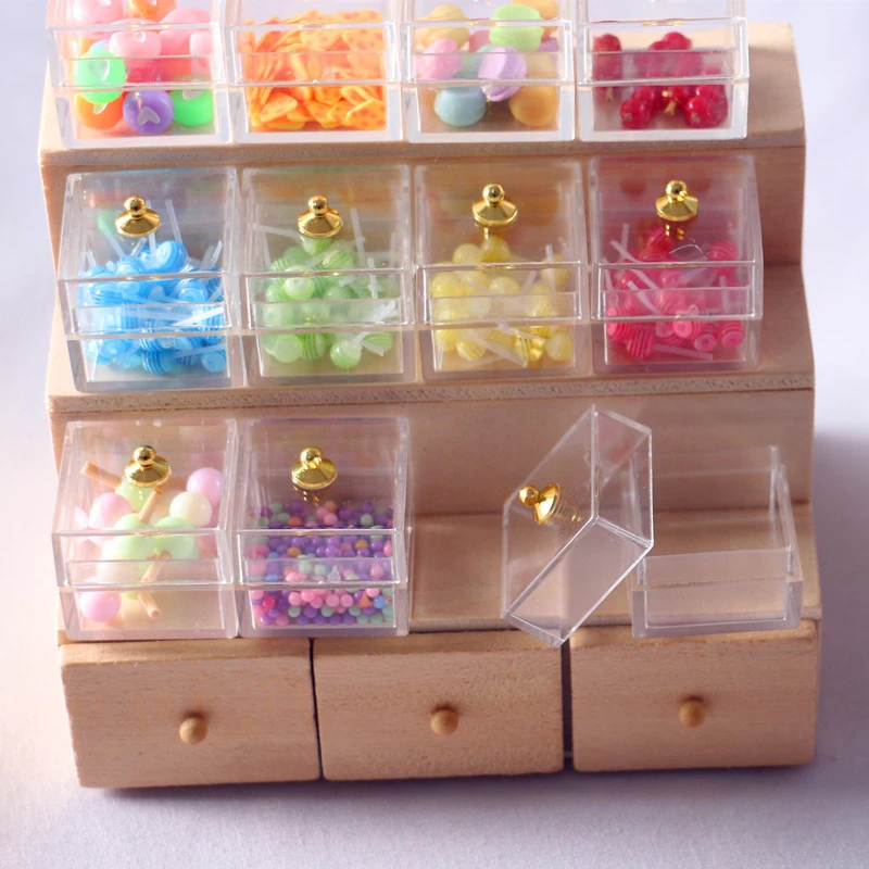 Dollhouse娃娃屋透明展示盒饰品糖果微缩食玩场景OB11小布娃配件