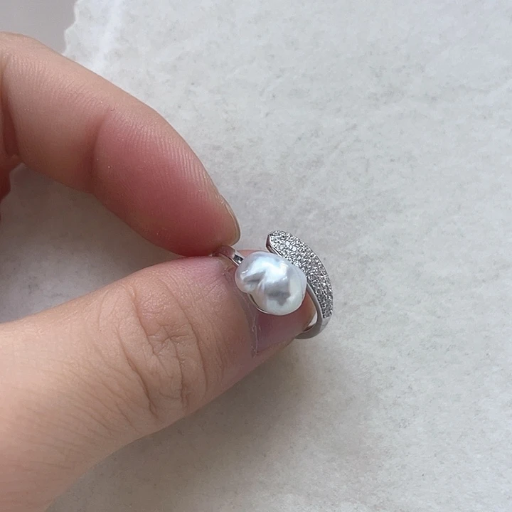 海水珍珠戒指银S925镶嵌