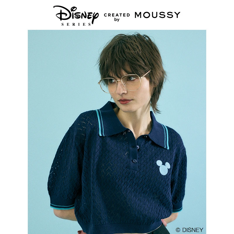 MOUSSY 夏季迪士尼联名刺绣POLO针织上衣女010HSL70-0100