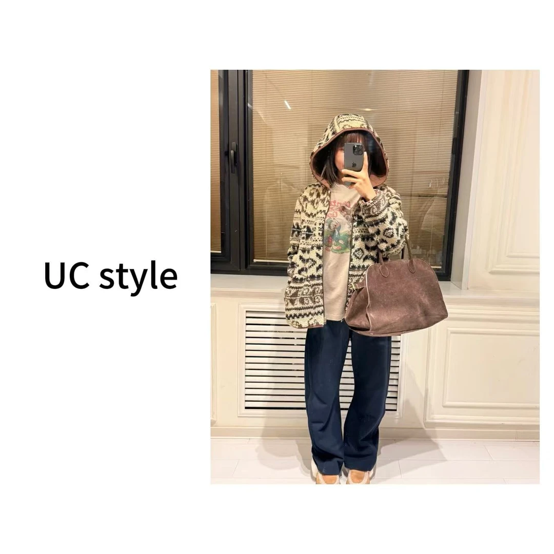 A6850颗粒毛复古提花外套主播穿S码