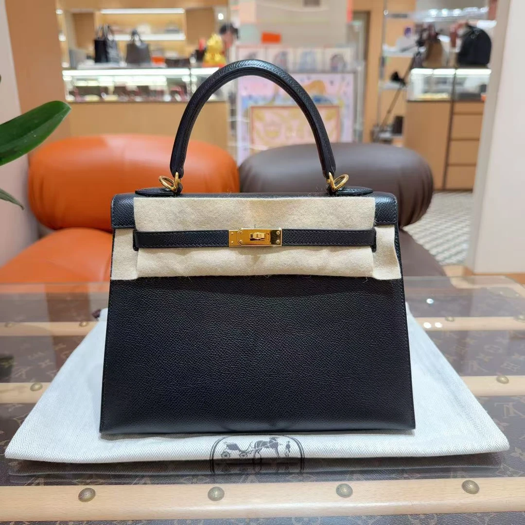 99新 Hermes/爱马仕 kelly 25 黑金 E皮 Z刻！