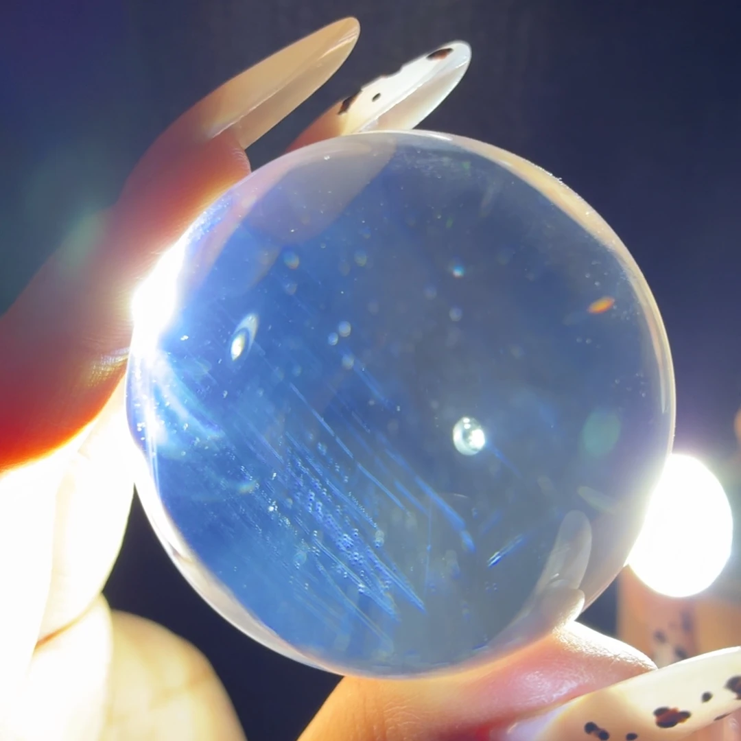 珠宝半成品水晶未镶嵌全净蓝针52.0mm