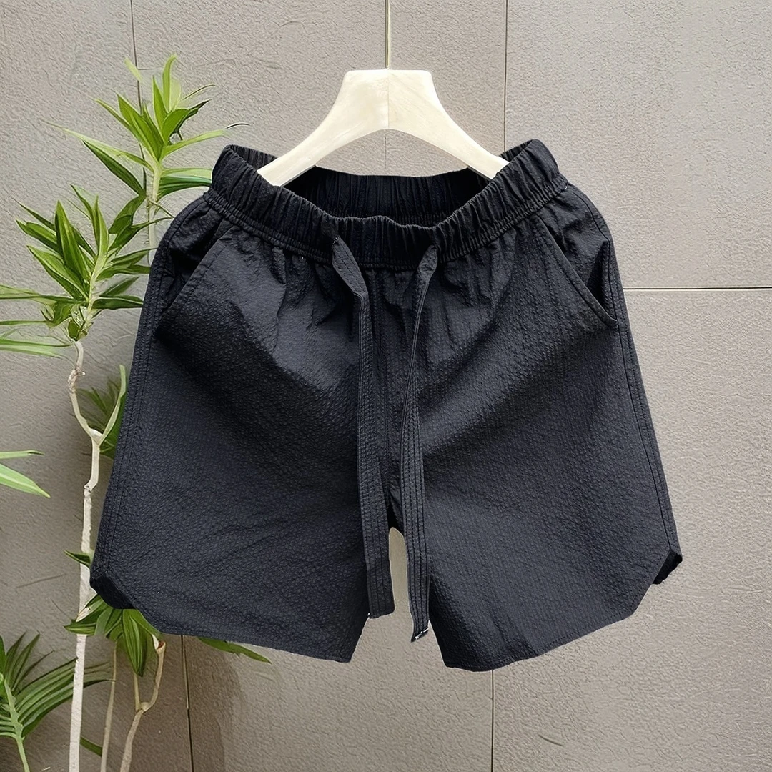 法式复古泡泡纱短裤男款夏季薄款速干工装裤男潮牌沙滩跑步健身裤