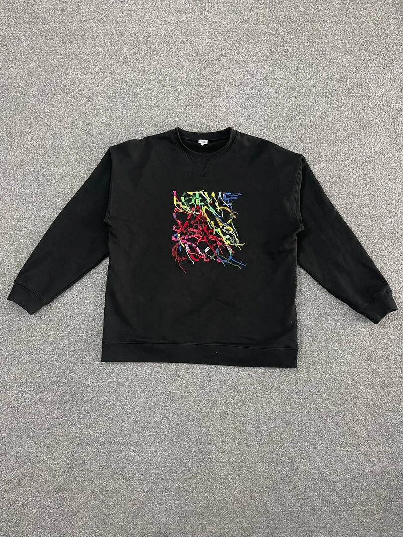 99新 LOEWE/罗意威 刺绣徽标棉质卫衣/黑色/XS码