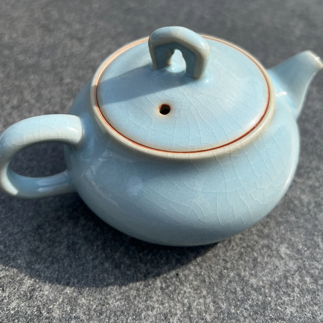 汝瓷天青釉茶壶 佛在我心壶