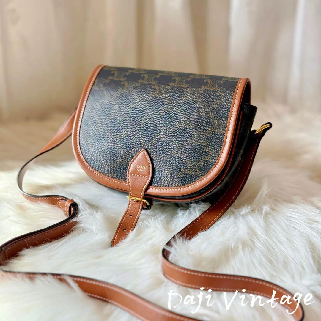 99新 Celine/思琳 24期免息/大吉中古/瑟琳凯旋门马鞍斜挎包