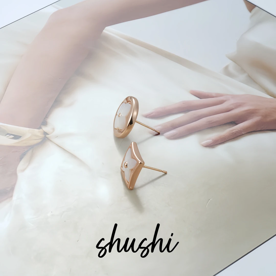 铜合金贝壳耳饰 时尚经典轻奢气质百搭耳环8727