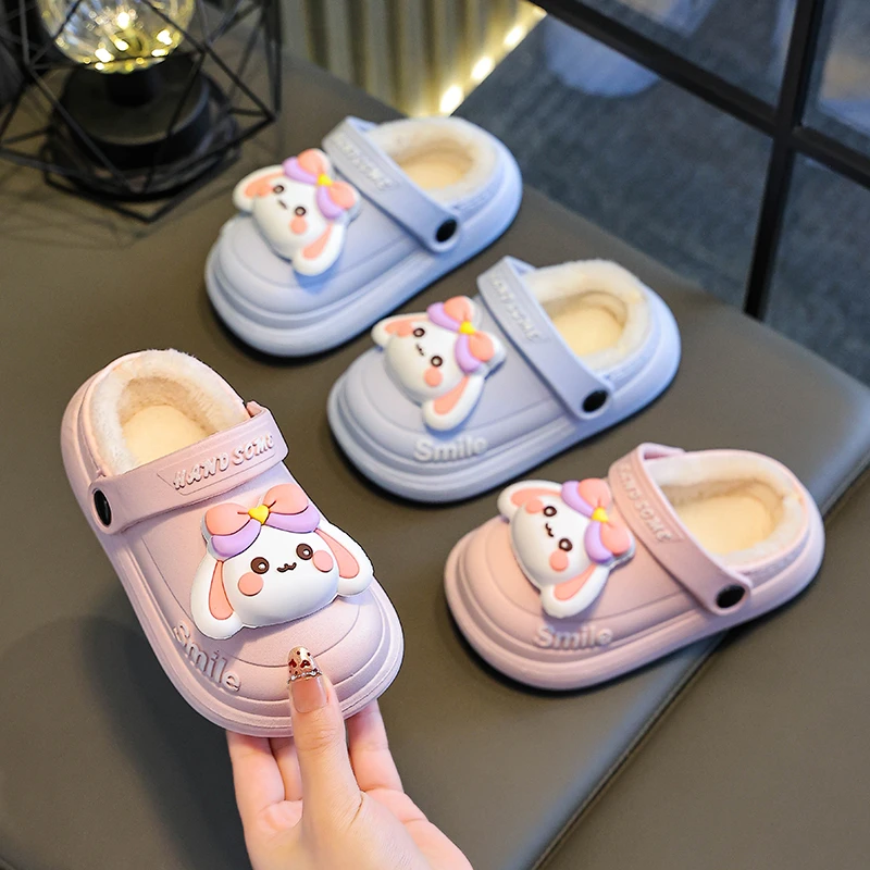 防水亲子儿童棉拖鞋女童冬2025新款室内家居防滑厚底加绒棉拖女鞋
