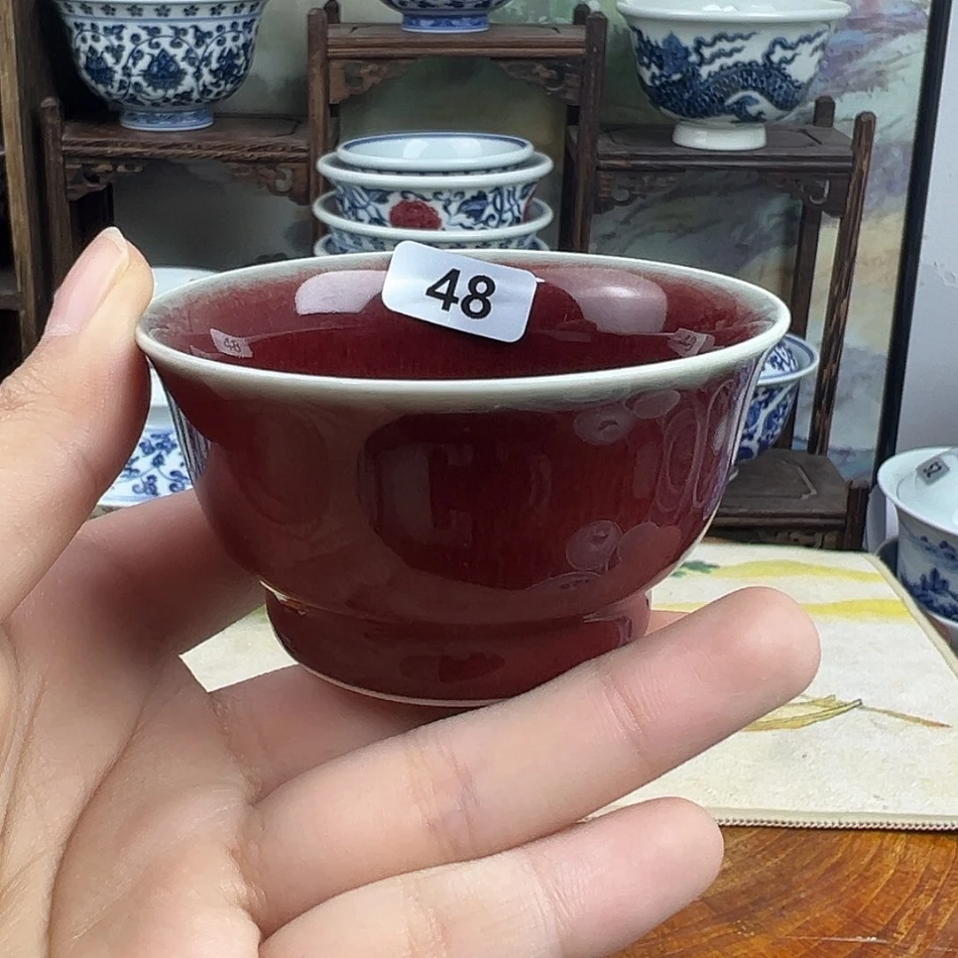 瓷其他朗红杯子48