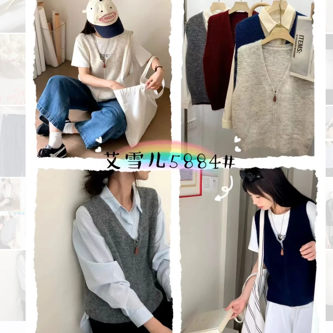 秋季四季通用常规宽松型针织马夹背心休闲宽松韩版066