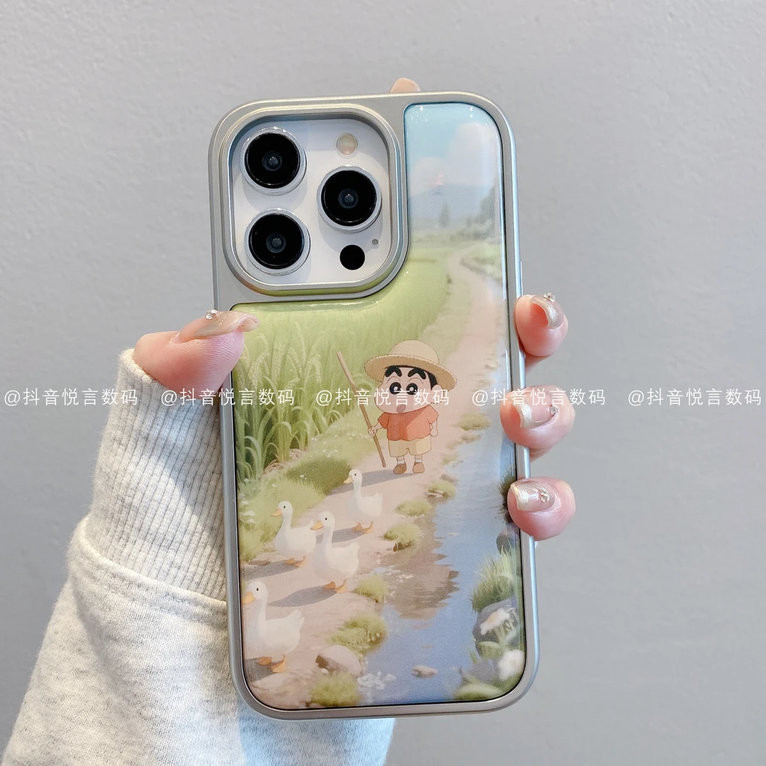 （苹果）大孔滴胶适用iPhone16promax15/14/13/12/11鸭子小新手机壳