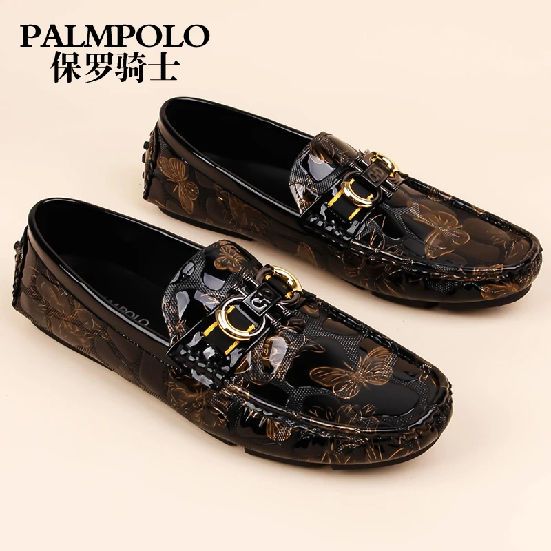 保罗骑士男鞋潮流豆豆鞋男真皮驾车鞋男士男款一脚蹬软底皮鞋百搭