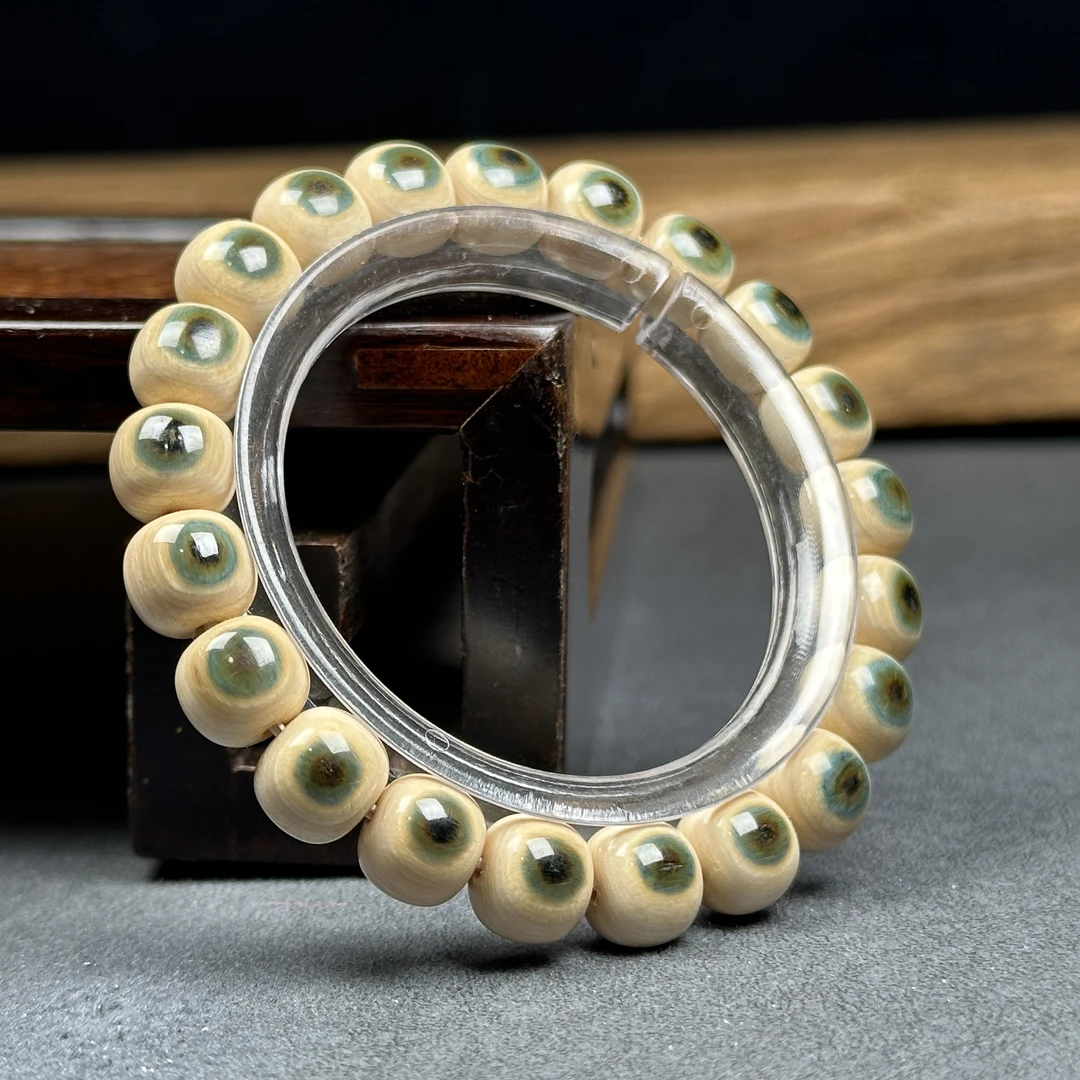 Q1613天然猛犸牙 蓝眼睛手串10x9mm 支持鉴定 假一罚四