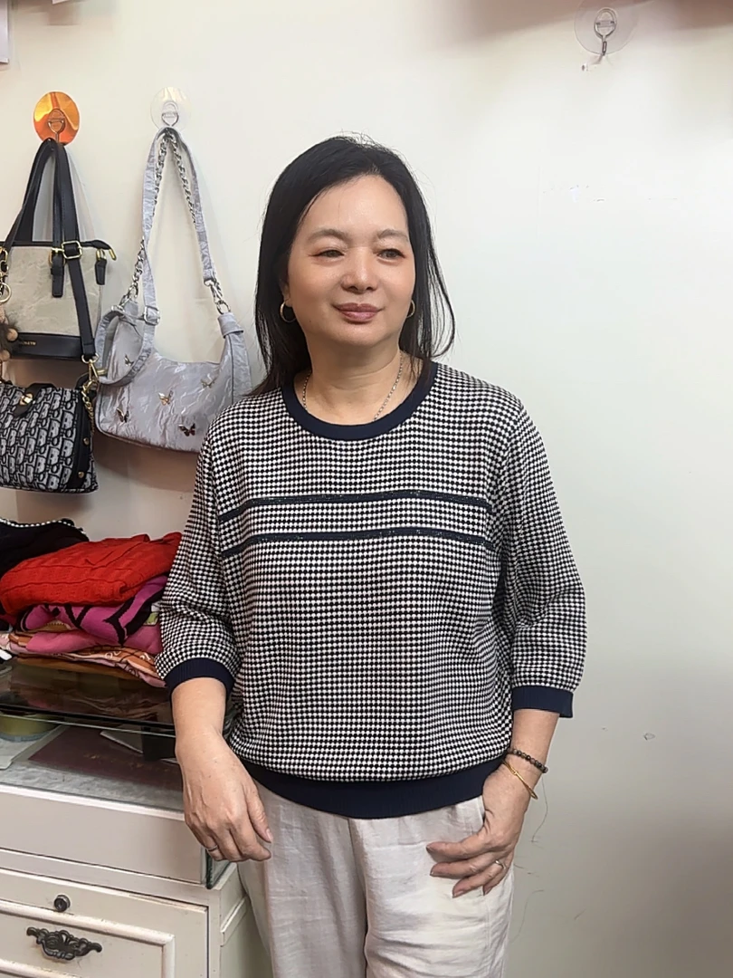 秋款格纹毛针织衫女千鸟格针织衫格子