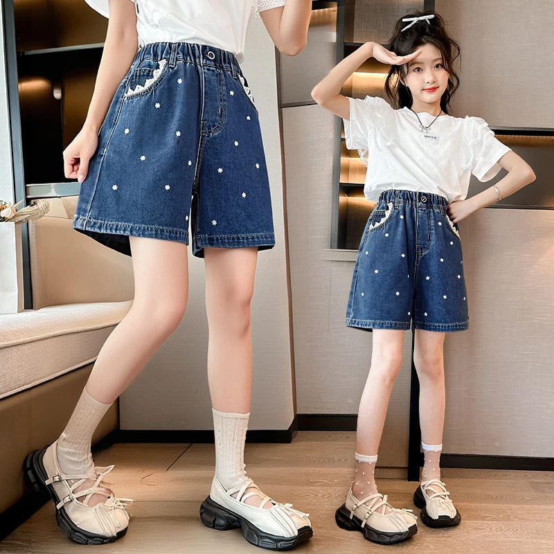 女童牛仔短裤夏季新款洋气儿童裤子夏天薄款中大童百搭外穿热裤潮