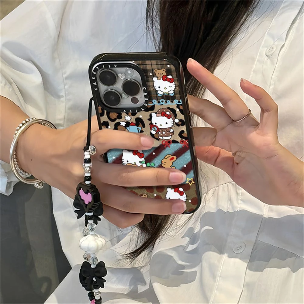 CASETIFY棕色格子豹纹kt猫苹果16Pro适用iPhone15ProMax手机壳16