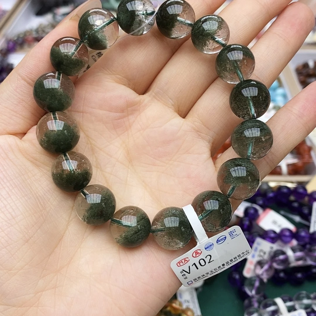 水晶手链未镶嵌V102 绿幽灵 13m+