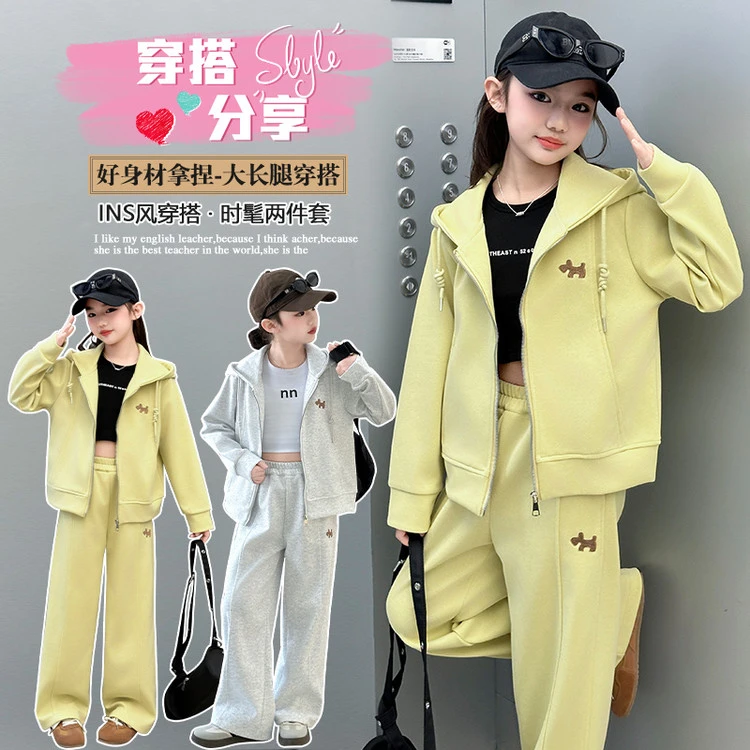 【丫丫童装】2025新款女中大童小狗印花套装-XCTM2501