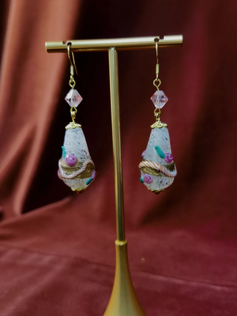 铜合金琉璃耳饰 8886复古琉璃耳饰