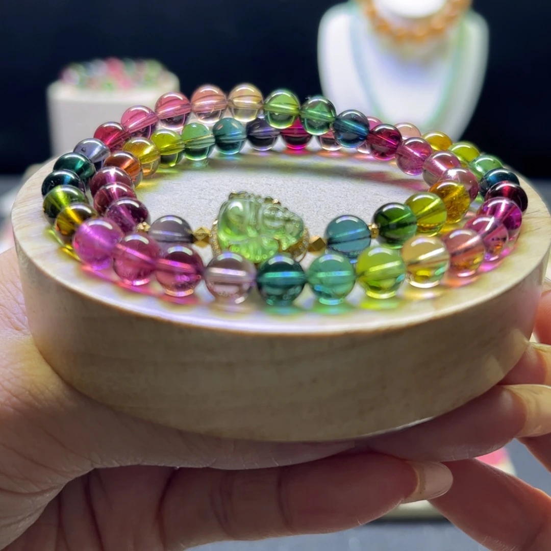 手链碧玺未镶嵌老矿7.3mm