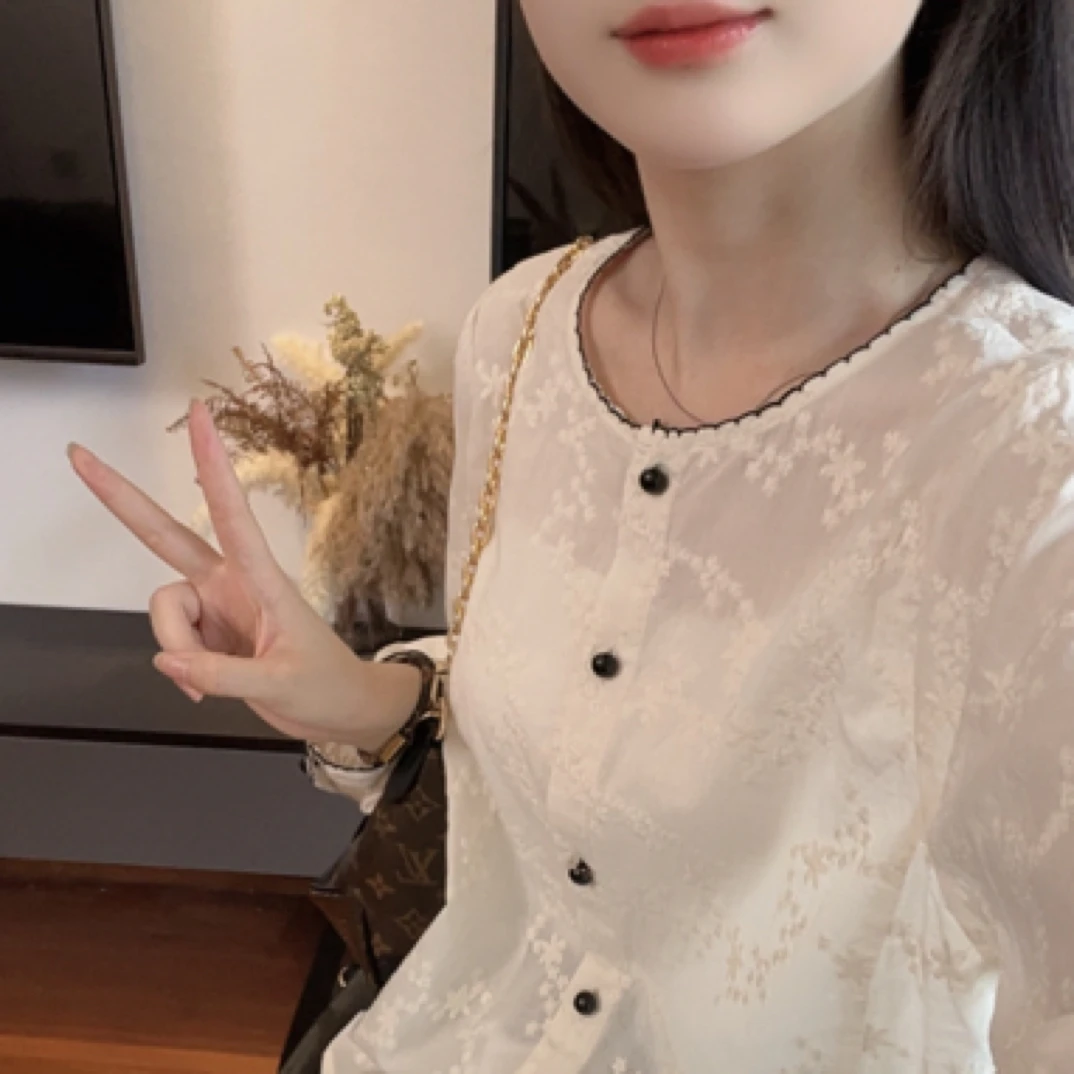 【早秋特惠】小香风白色时尚休闲长袖百搭宽松气质女士衬衣