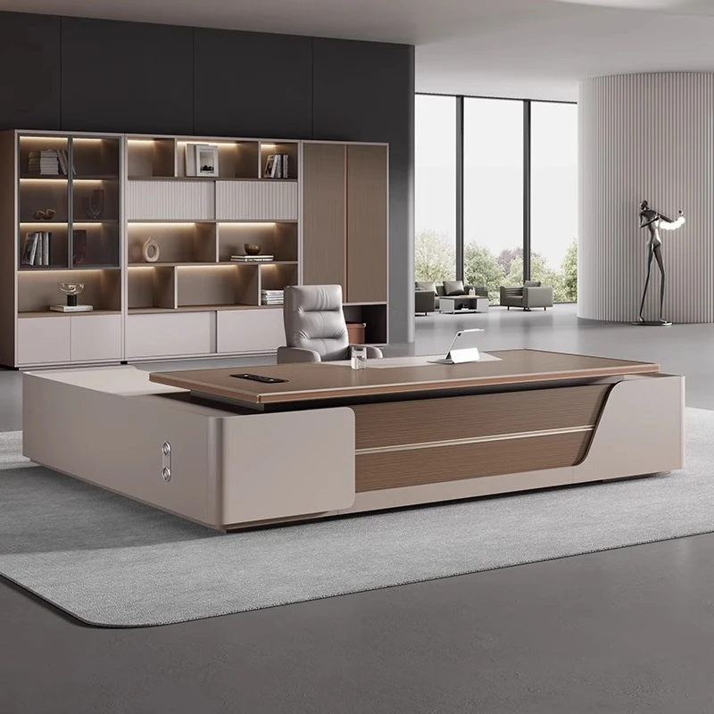 老板办公桌轻奢感办公室经理桌椅组合简约现代总裁大班台家具