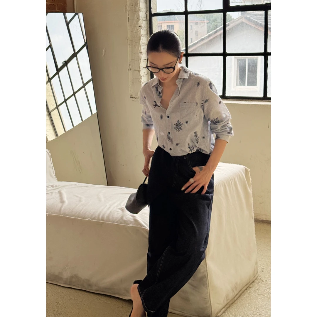 Li Hui Er 李慧儿【曼哈顿街区】2025早春新款高级感阔腿牛仔裤7236