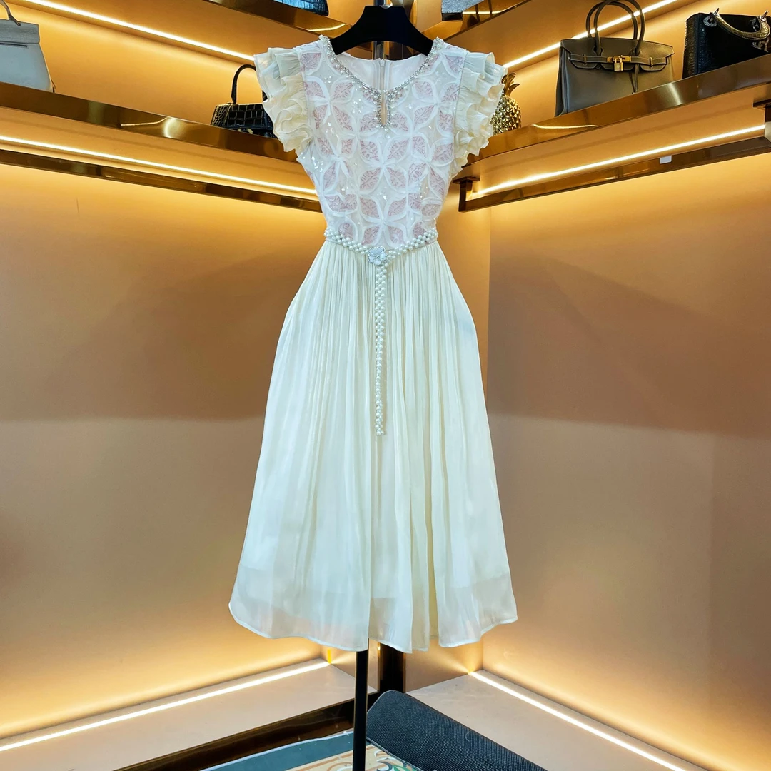 【羽梦锦裙】《子沫》轻奢设计师款优雅气质修身时尚收腰连衣裙-86538