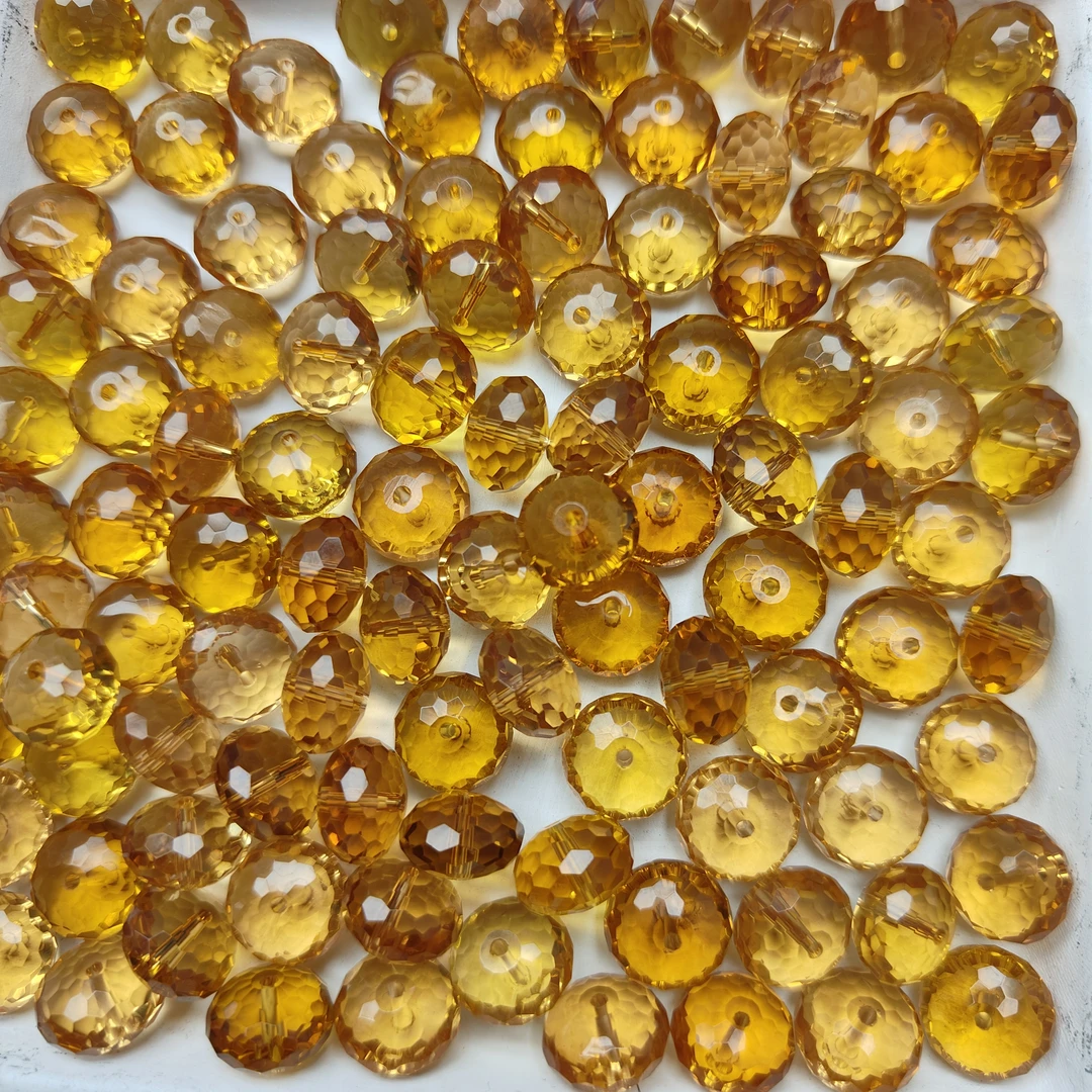 巴西黄水晶大号钻切算盘珠10*7mm多样性随机发一颗HS419