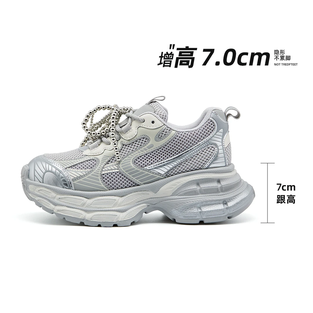 7CM小个子增高厚底老爹鞋女春夏季新款百搭透气休闲运动女鞋潮鞋
