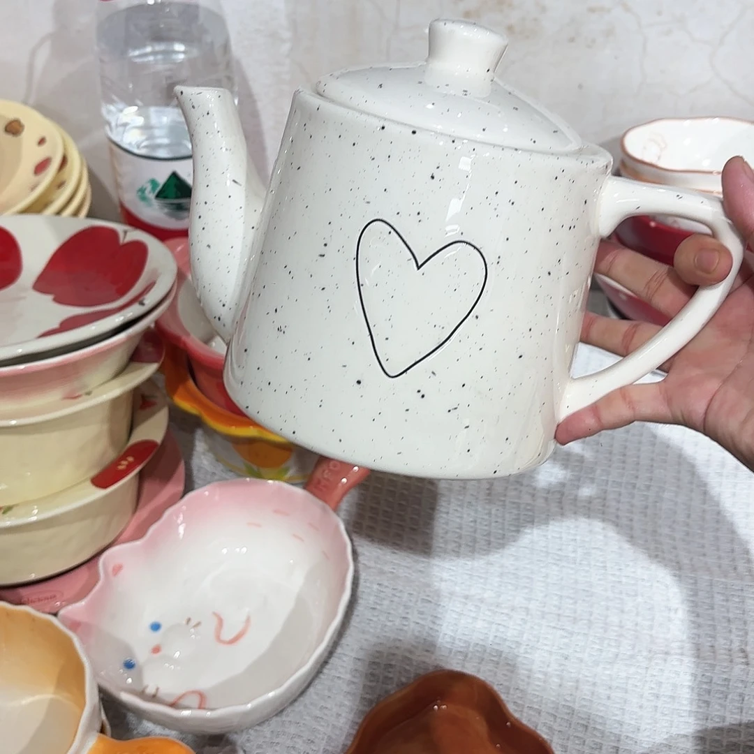 棉麻微瑕一个泼墨爱心壶