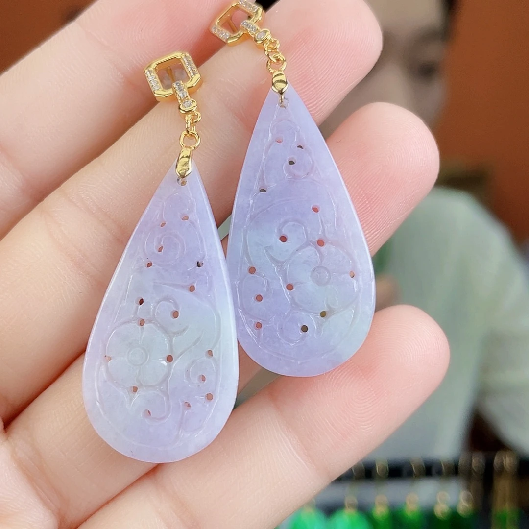 翡翠银S925镶嵌耳饰