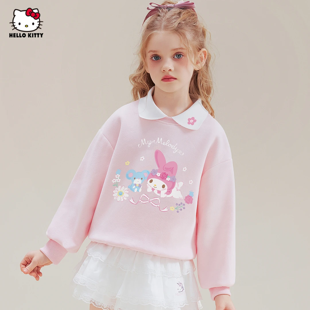 HELLO KITTY女童卫衣2025春秋季新款卡通撞色秋装中大童舒适潮流