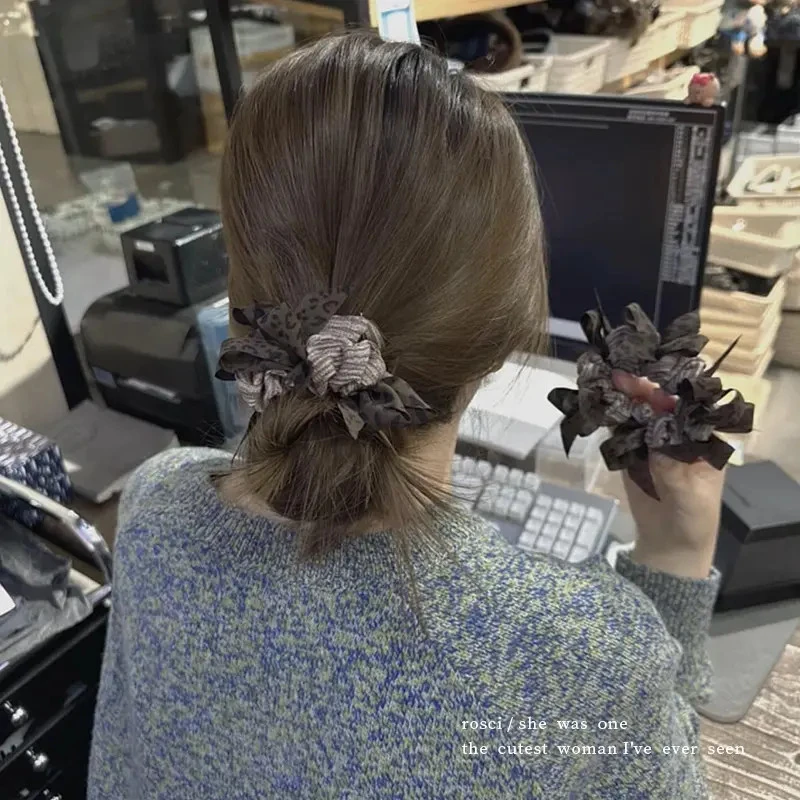 韩系小众编织蝴蝶结大肠发圈女款显发量丸子头发绳高级感马尾头绳商品图