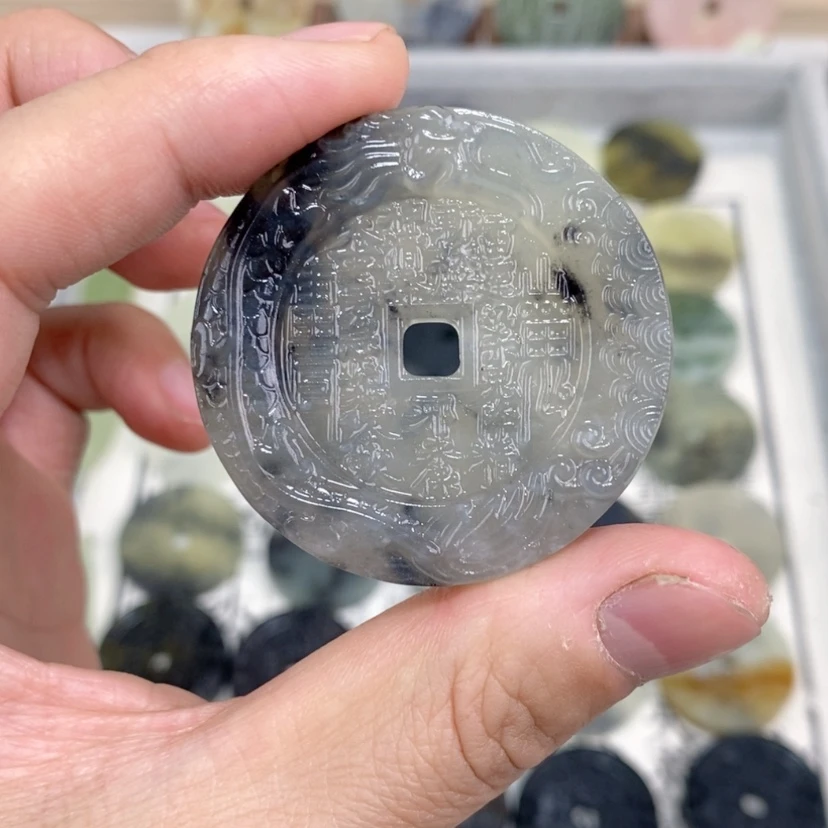 【闪购商品】岫玉未镶嵌颈饰岫玉山鬼花钱