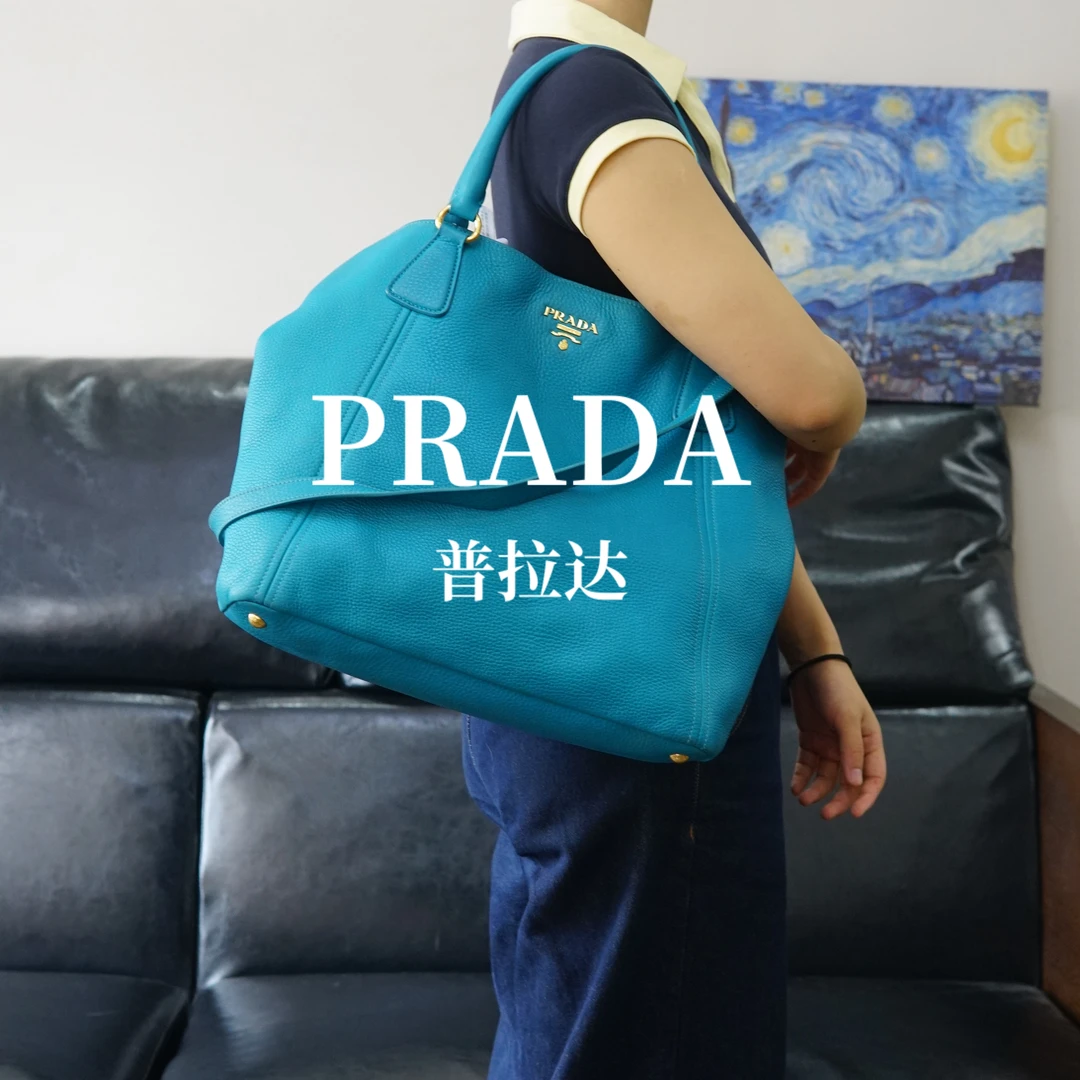 95新 Prada/普拉达 湖泊蓝托特包/YW05930242/0242