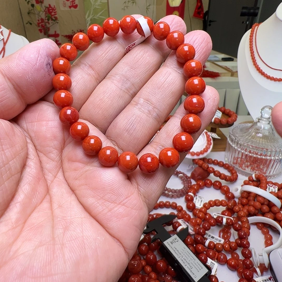 南红玛瑙未镶嵌9mm瓦西柿子红