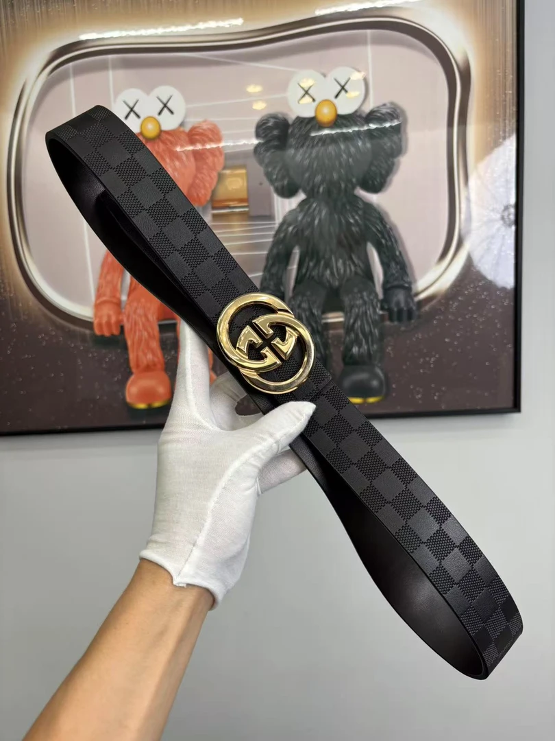 小G扣 高端男士简约休闲百搭黑色真皮平滑扣腰带