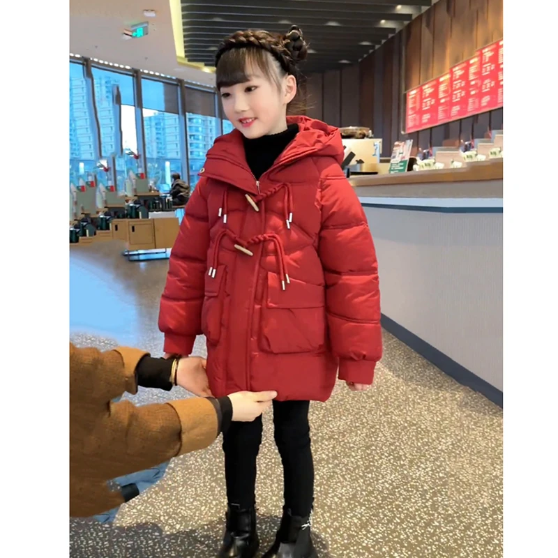 女童棉衣外套秋冬款2025新款大童儿童中长款棉袄冬装女孩连帽棉服